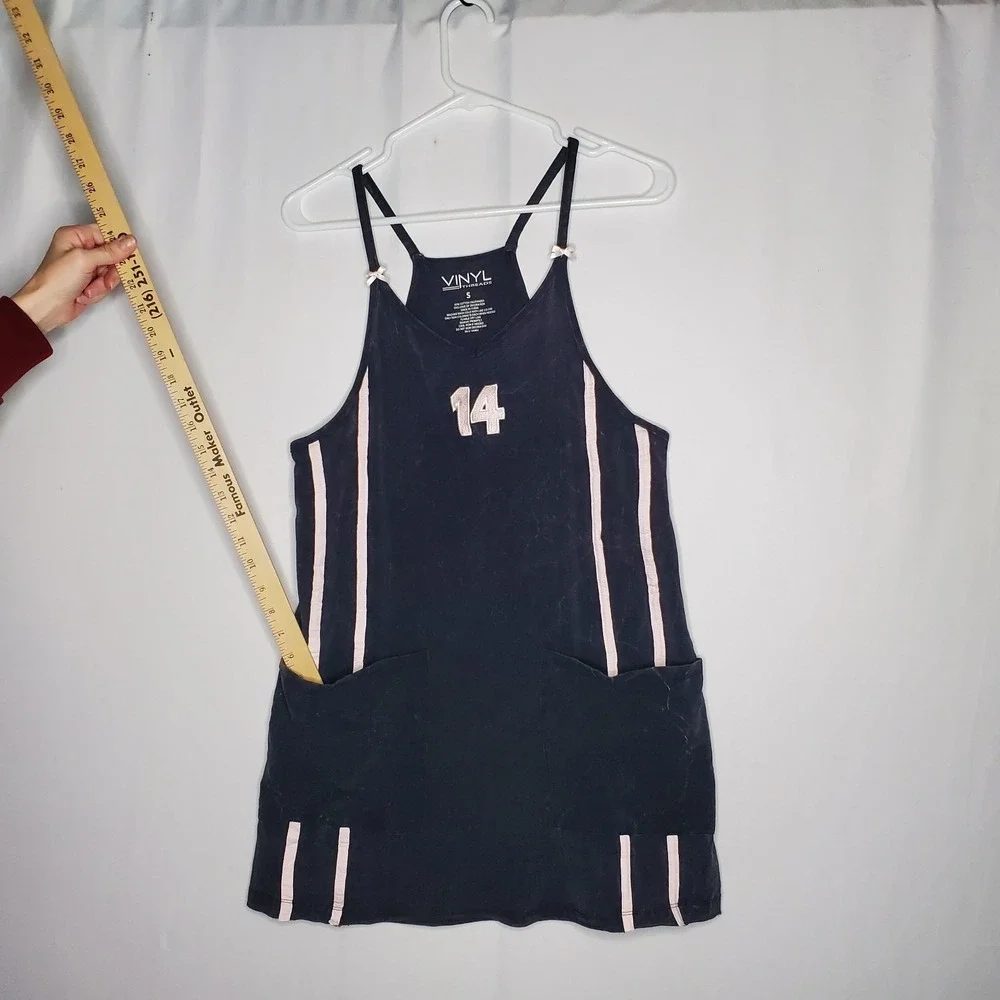 Vinyl Threads Dress L Racing Stripe Retro Y2K Whimsigoth Grunge Punk‎ Acid Wash